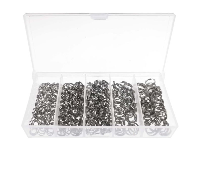 Milepetus 400pcs Stainless Steel Split Rings Kit Fishing Lures Ring Chain Connector with Storage Box - Image 1